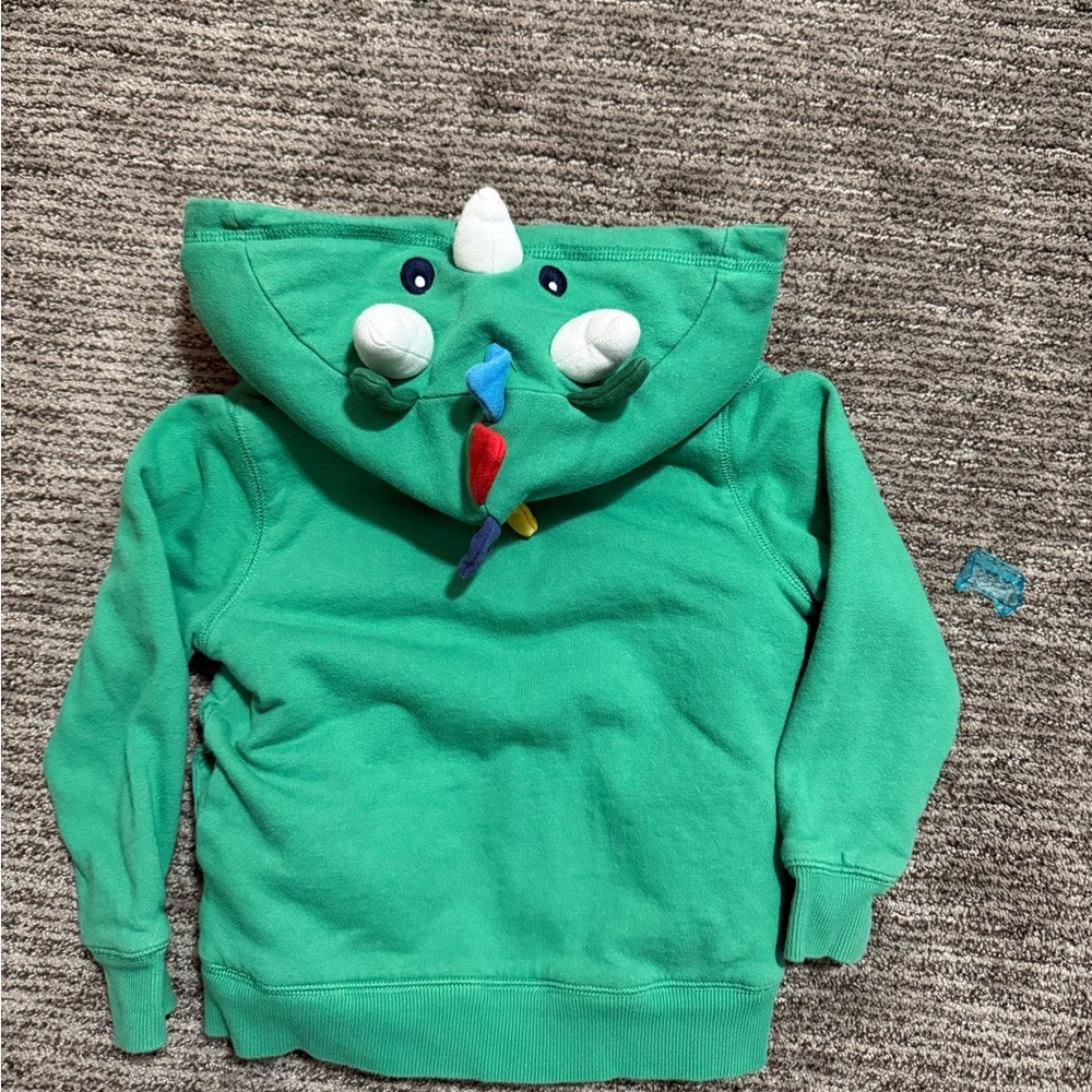 Mini Boden Teal Dinosaur Hoodie for Kids - Picture 2 of 4